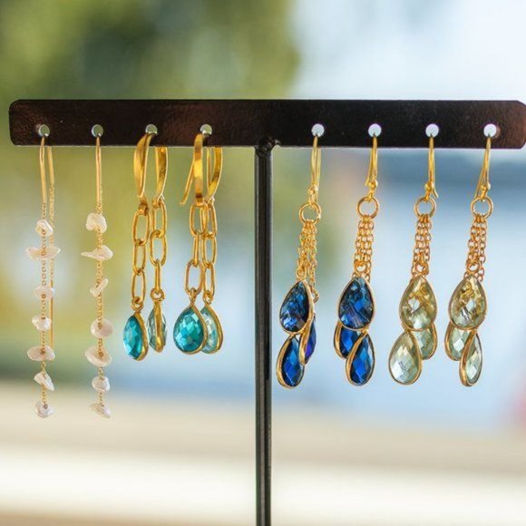 Sparkly Green Amethyst Gemstone Dangle Earrings - Picture 4 of 8